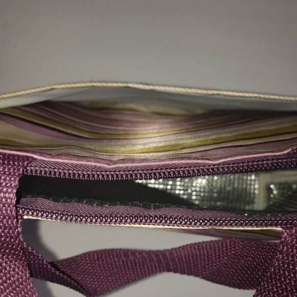 Thirty One Purple Green Stiped Insulated Cooler Lunch Bag 2946L276 - Picture 4 of 7